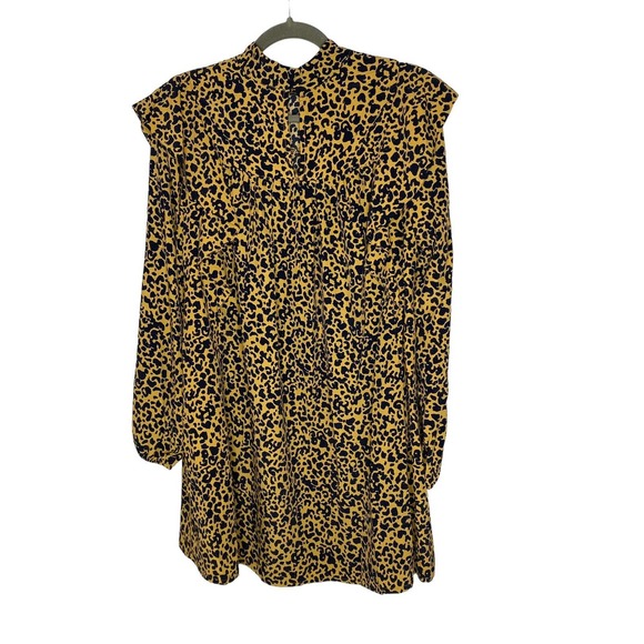 NWT WAYF Womens Pierce Leopard Long Sleeve Mini Dress Small Mock Neck Pockets - Picture 6 of 14